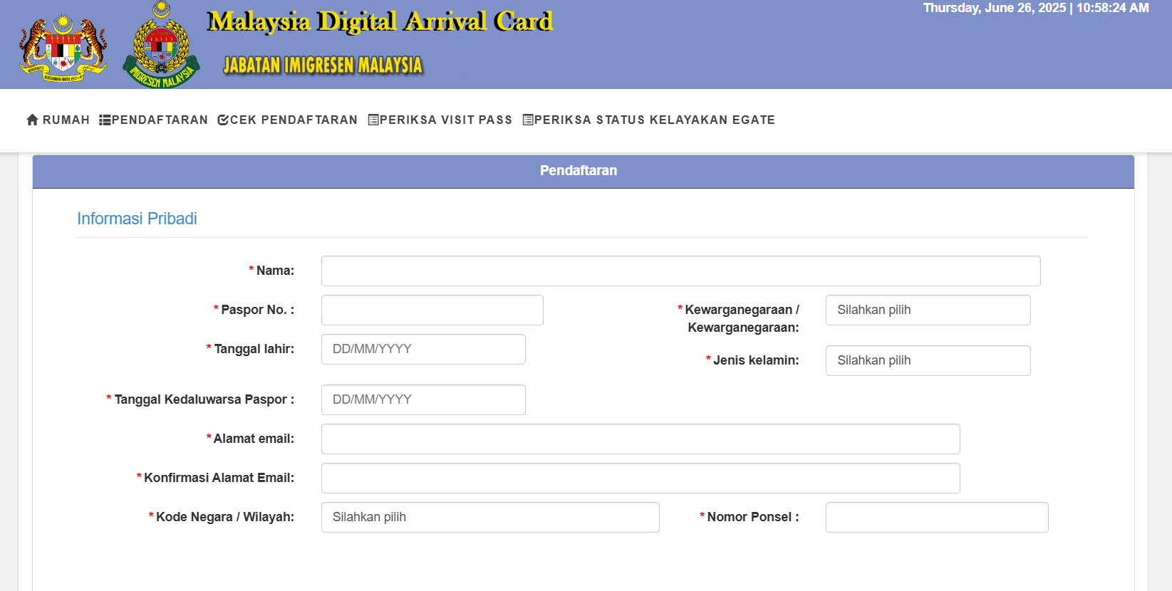 malaysia arrival card