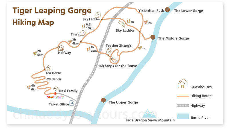 Tiger Leaping Gorge Hiking Map