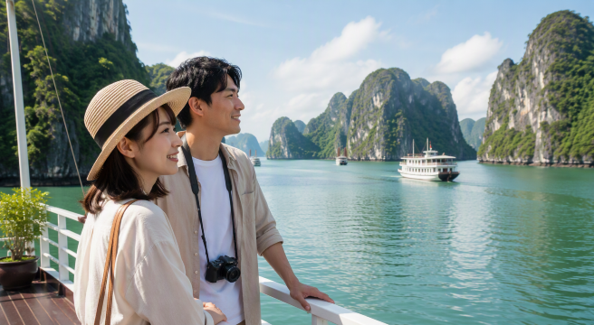 ハロン湖の日本人カップル
