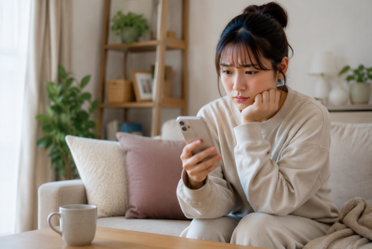 自宅でスマホに悩む人