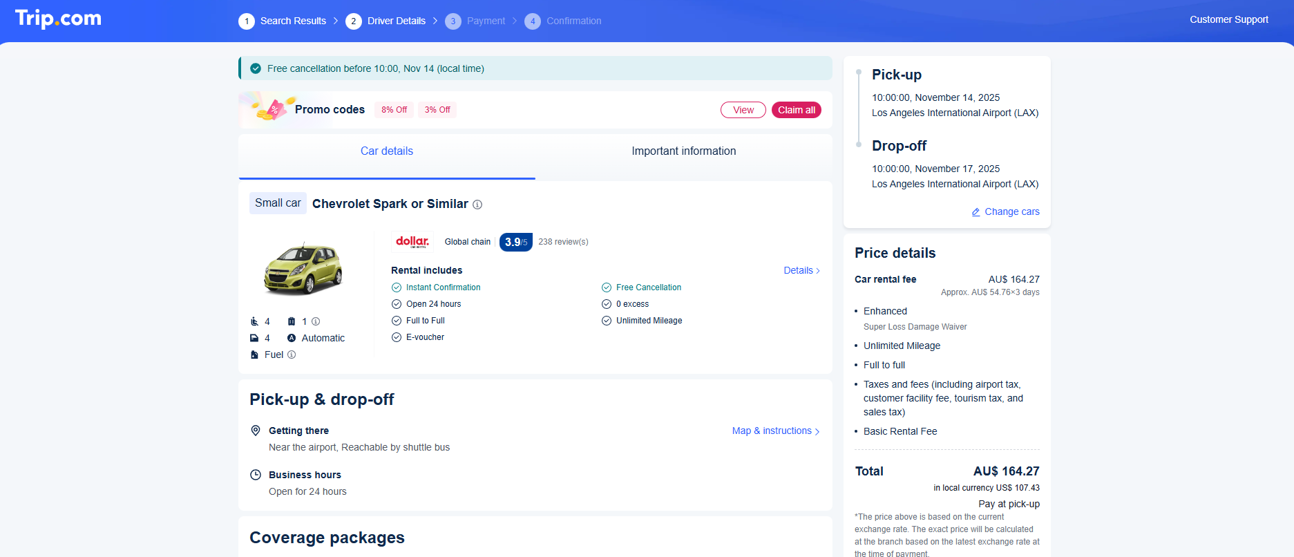 Trip.com Car Rental Process