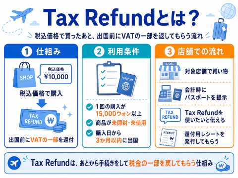 街中の買い物で税金が戻る「Tax Refund」