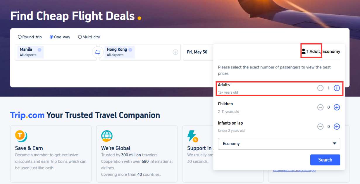 Search Flights by Single Fare