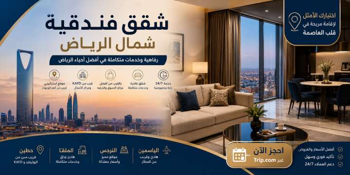 شقق فندقية شمال الرياض - إقامة بخدمات متكاملة تجمع كل ما تحتاجه | Trip.com