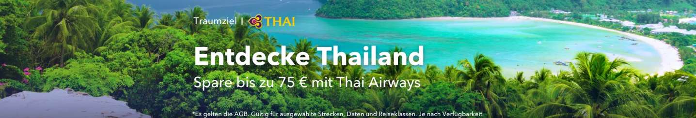 Entdecke Thailand: Spare bis zu 75 € mit Thai Airways