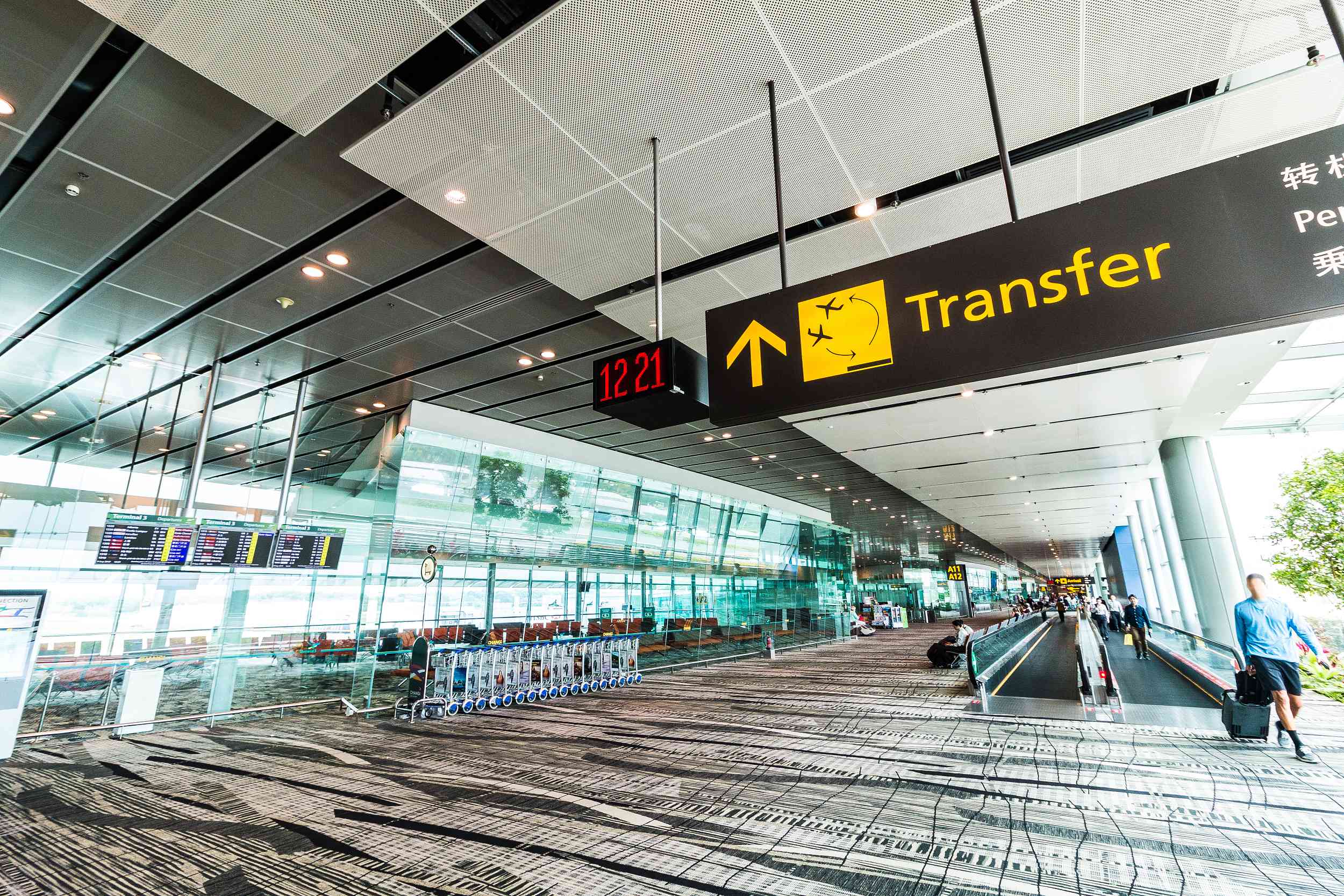 changi airport with transfer sign