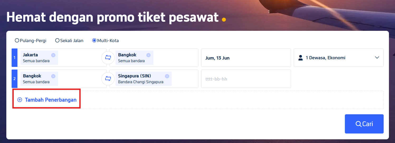 Masukkan Beberapa Tujuan dan Tambahkan Rencana Perjalanan