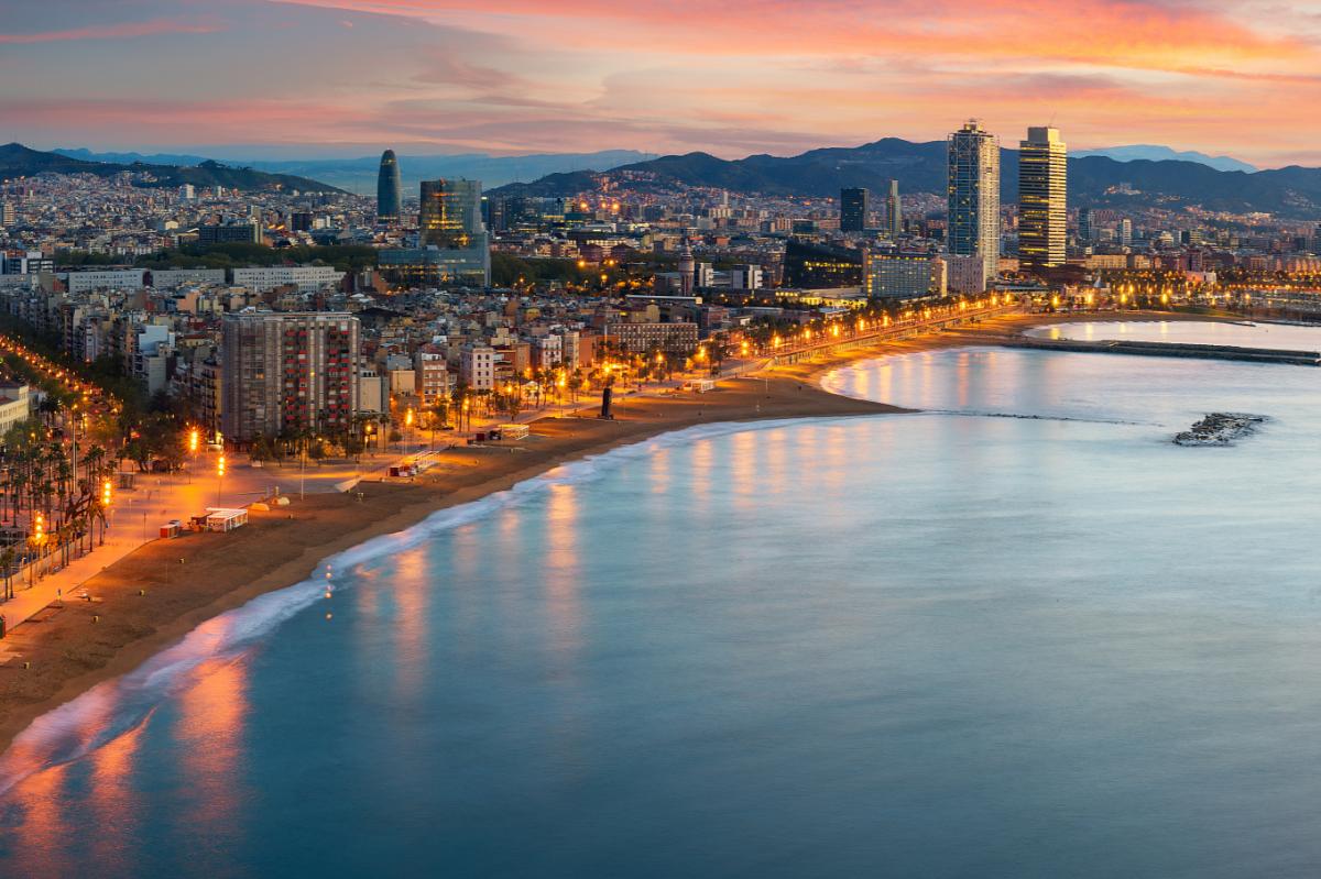 The Barcelona beaches at sunrise