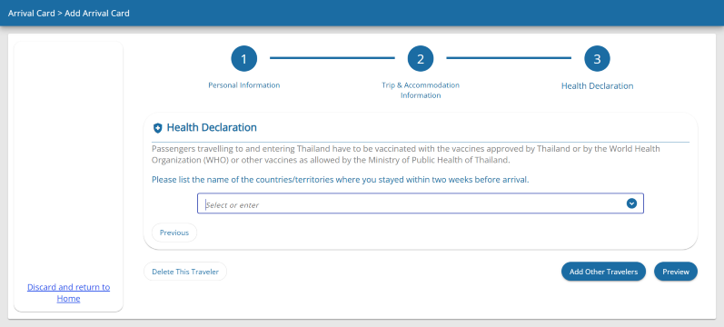 Step 6: Complete the Health Declaration