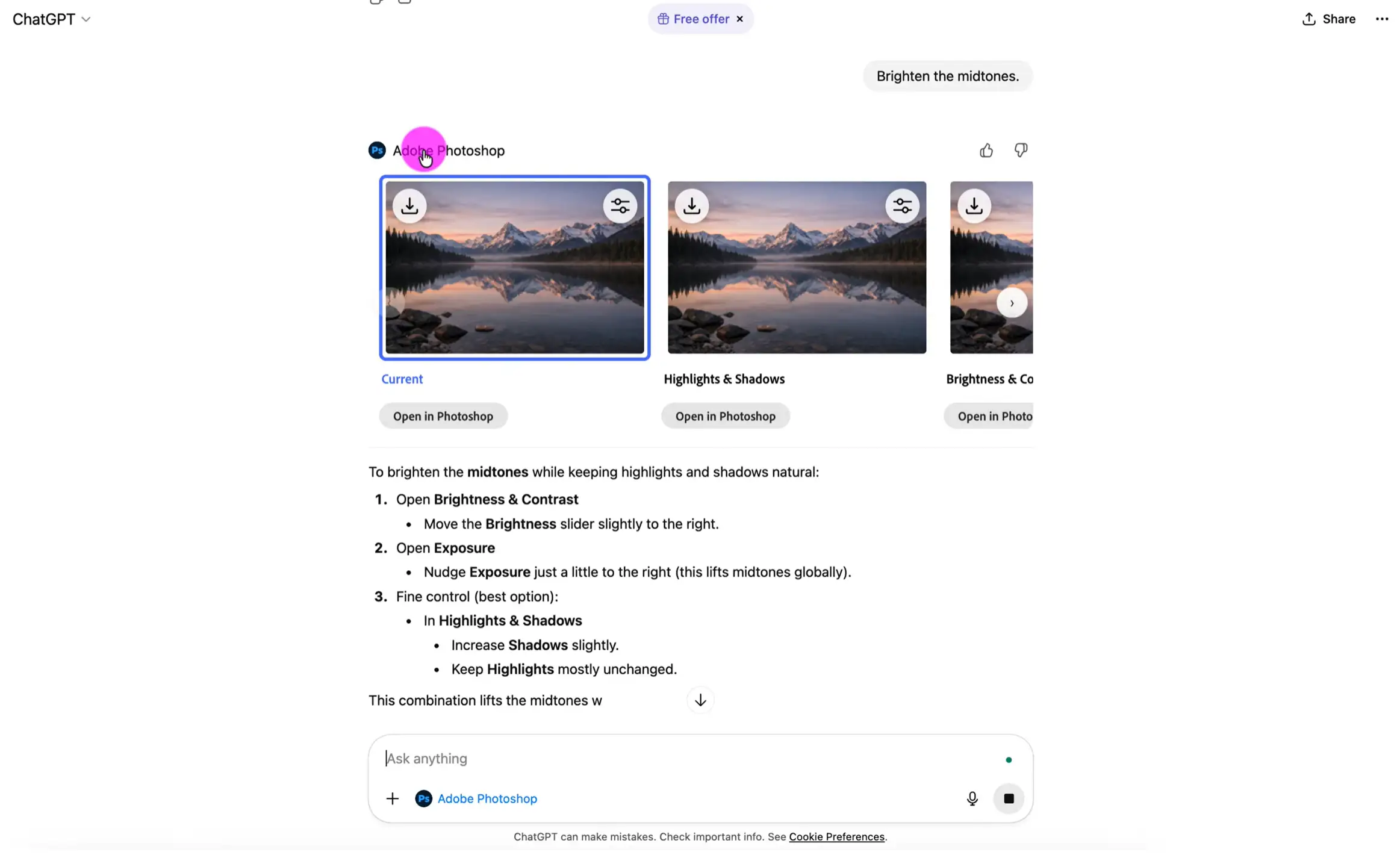 Adobe Photoshop: Image editing and visual changes