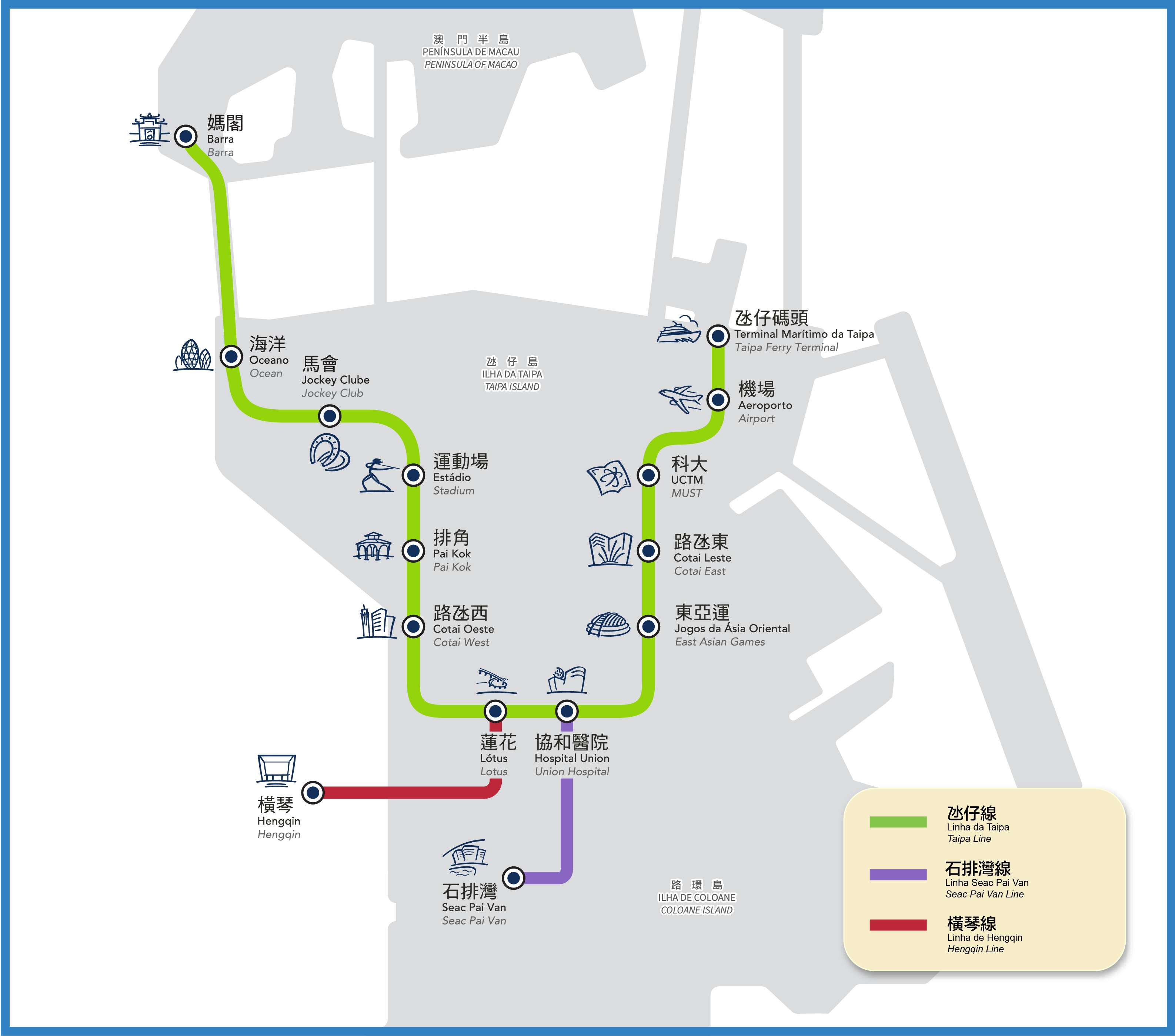 Netzplan der Macau Light Rapid Transit (LRT)