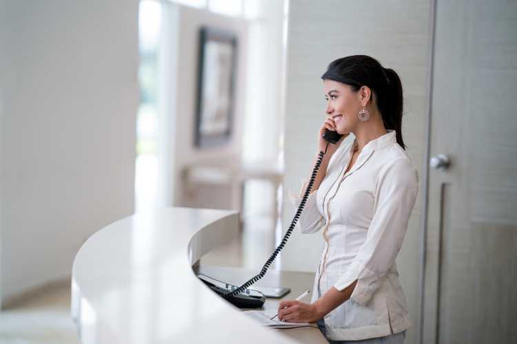 a lady taking a call