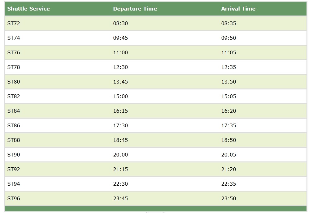 Train from Singapore to JB Schedule