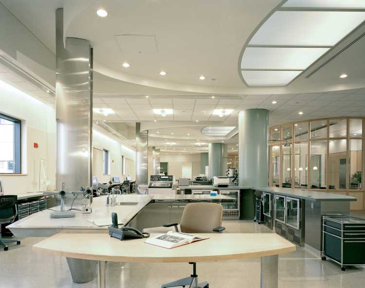 an interior view of an office