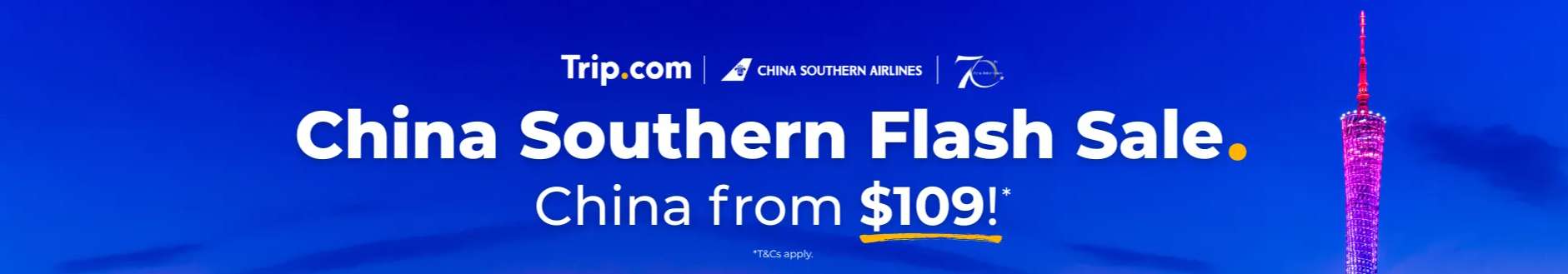 China Southern Flash Sale: China from $109