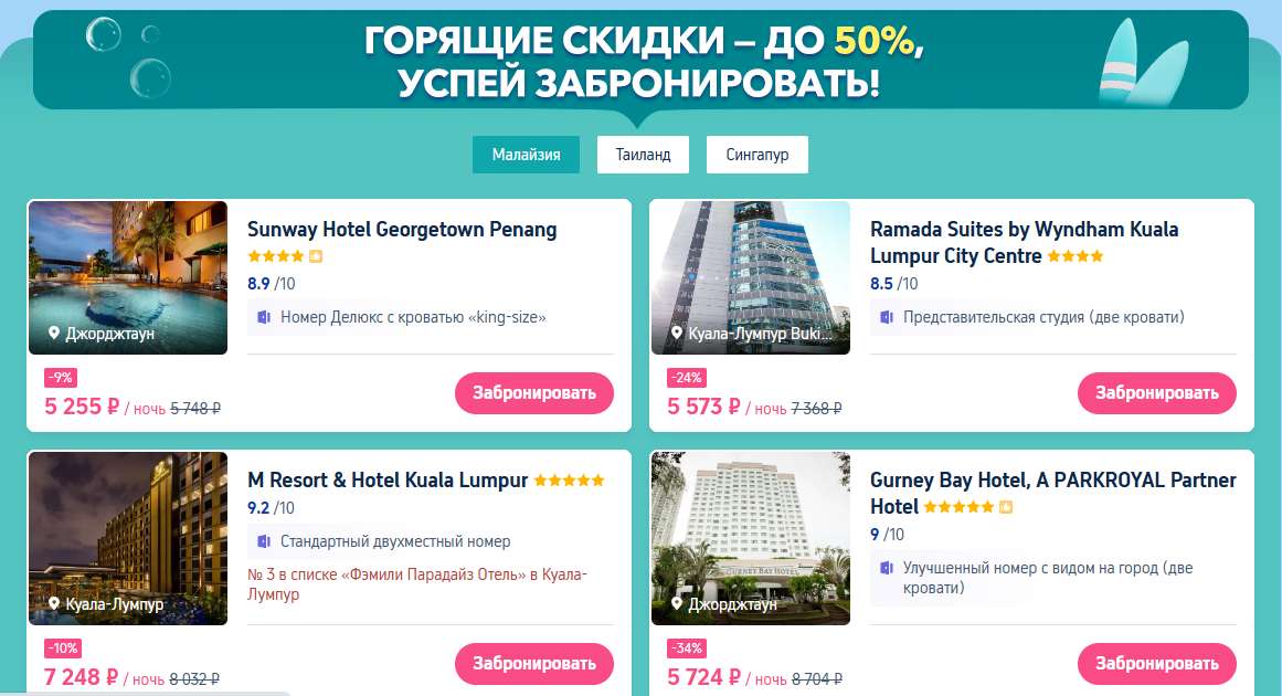 Горящие скидки на отели