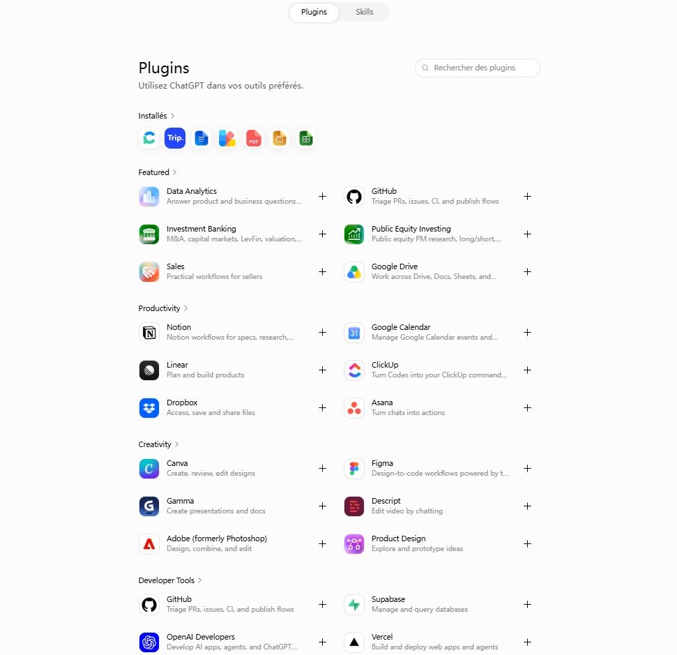 applications GPT dans ChatGPT