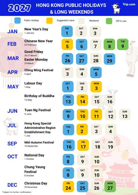 Hong Kong Public Holidays 2027