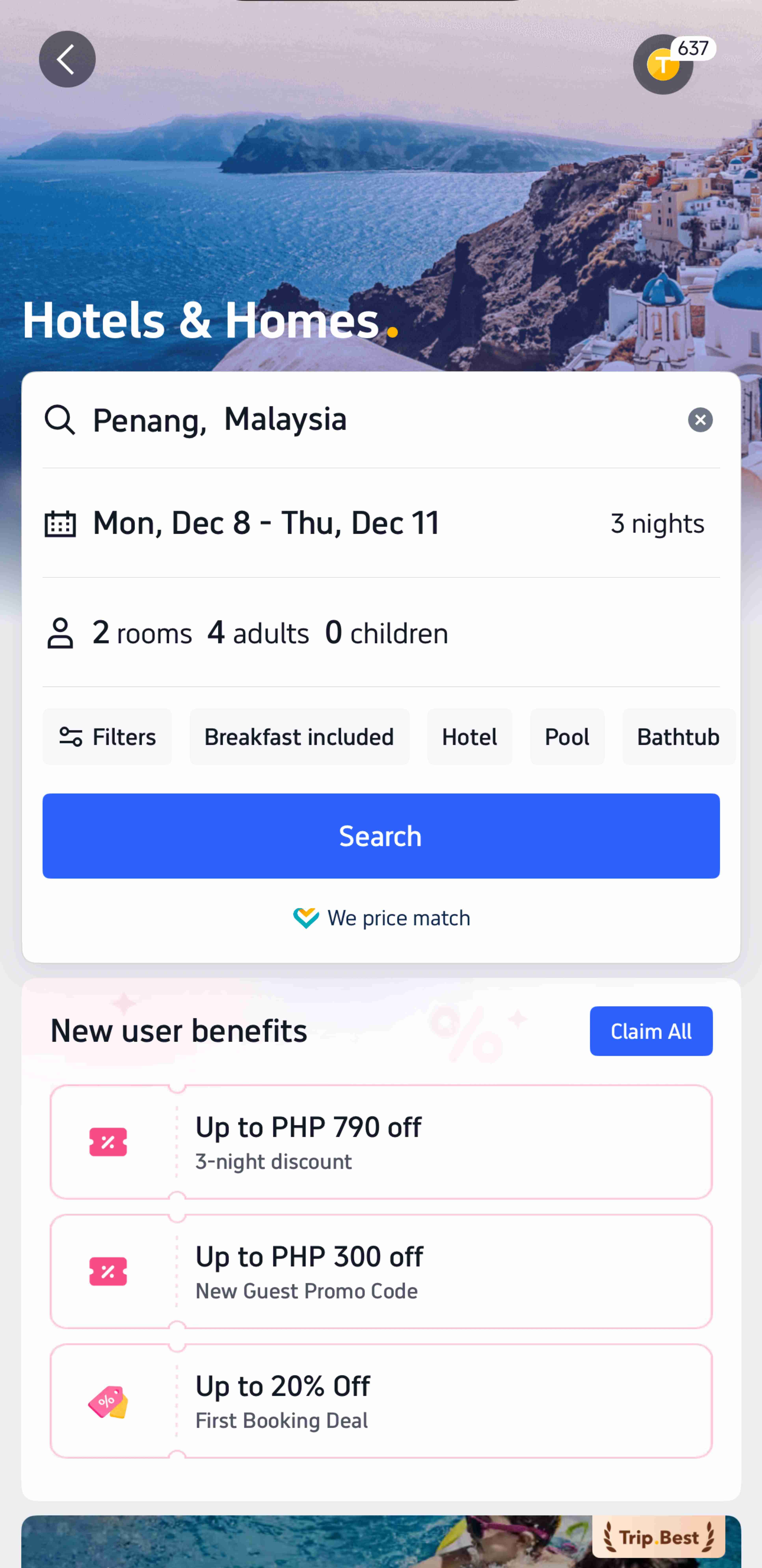 Trip.com App Hotels Homepage