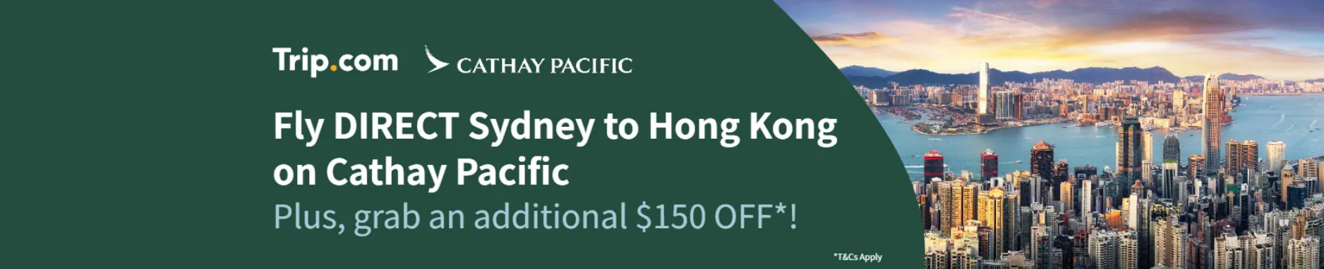 Trip.com Promo Code Australia: Trip.com x Cathay Pacific: Flight Deals up to $150 OFF*