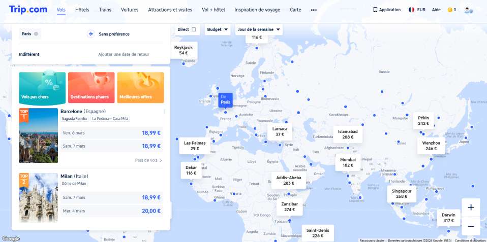 Vue Carte trip.com