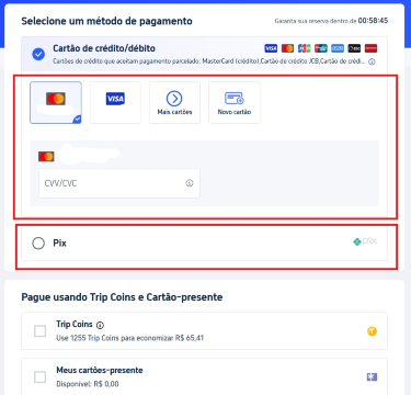 Reserva de Trens na China Online: Selecione um método de pagamento.