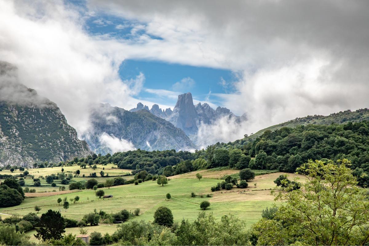 Panoramic view of the landscape of Buñeres, Asturias, Spain
