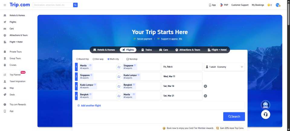 How to Book Multi City Flights on Trip.com