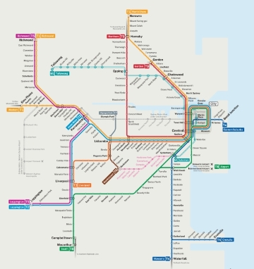 แผนที่รถไฟใต้ดินซิดนีย์