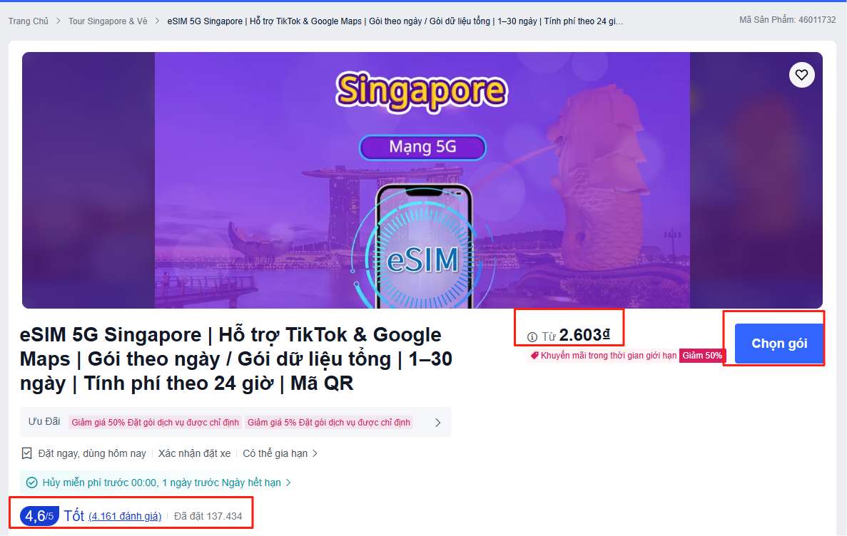 đặt mua esim singapore