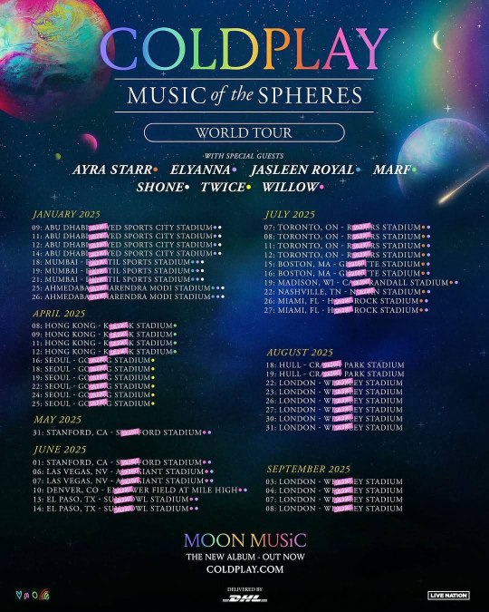 首爾| Coldplay演唱會2025首爾站| Coldplay: Music Of The Spheres World Tour –  delivered by DHL | 高陽體育場| 高陽體育場: 日期及行程| Trip.com