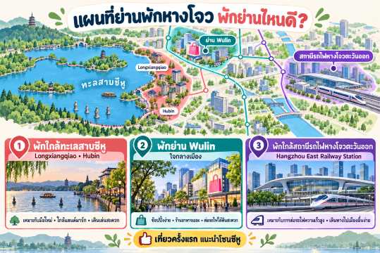 แผนที่ย่านพักหางโจว พักย่านไหนดี?