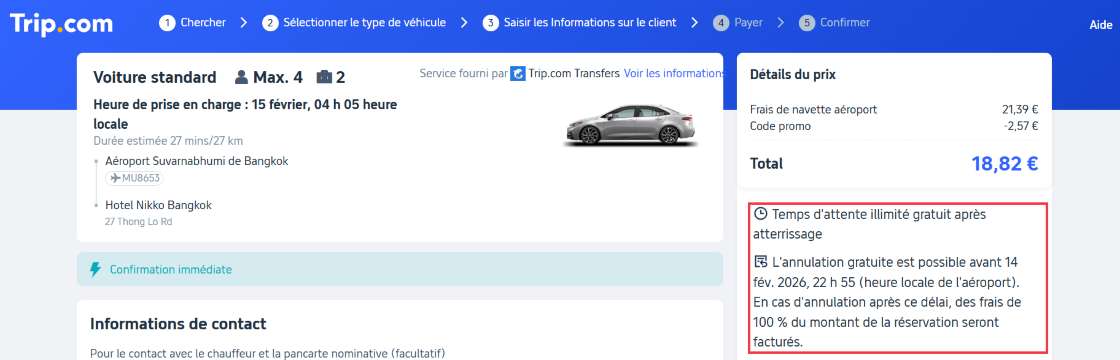 Politique d'annulation des transferts aéroport Trip.com