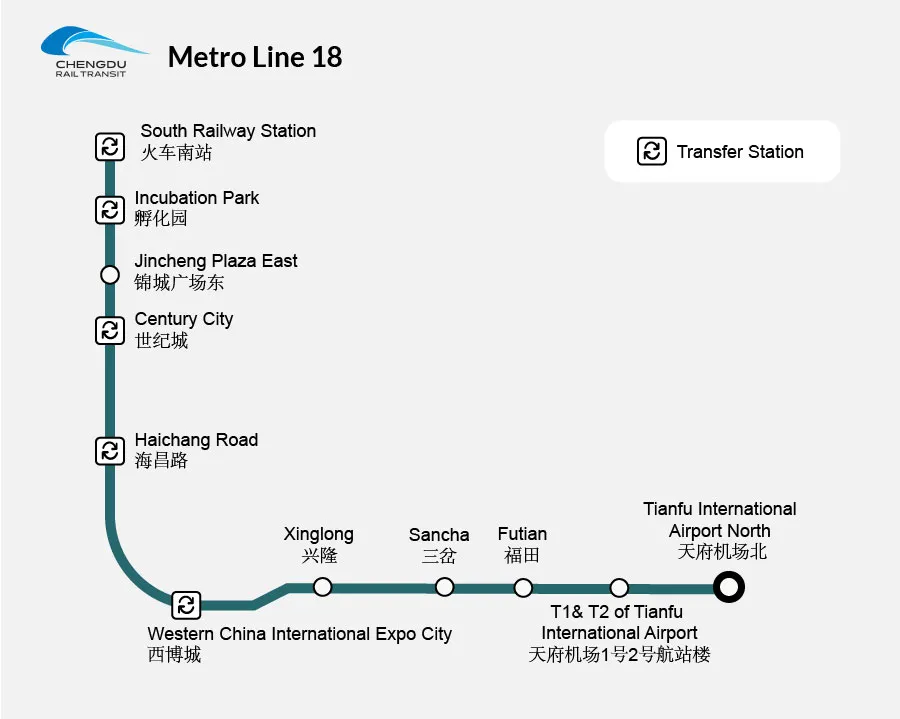 Chengdu Metro Line 18 Map