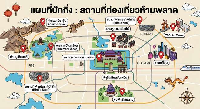 แผนที่ปักกิ่ง: สถานที่ท่องเที่ยวห้ามพลาด