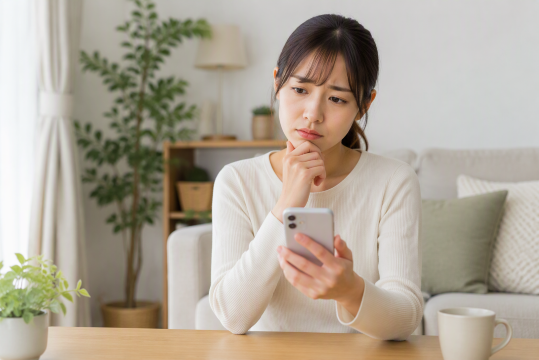 スマホで悩む女性