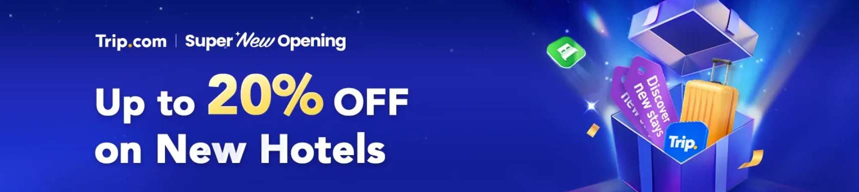Up to 20% off on New Hotels