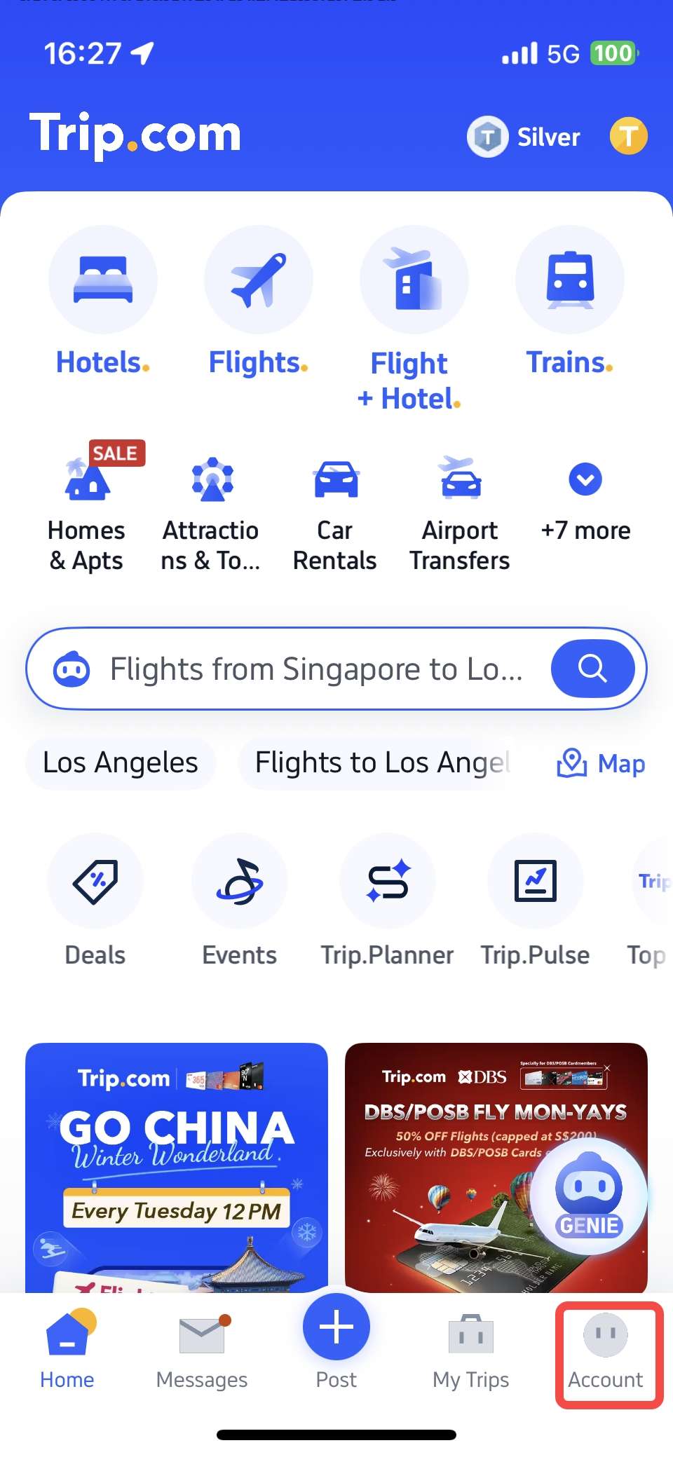 trip.com app main page
