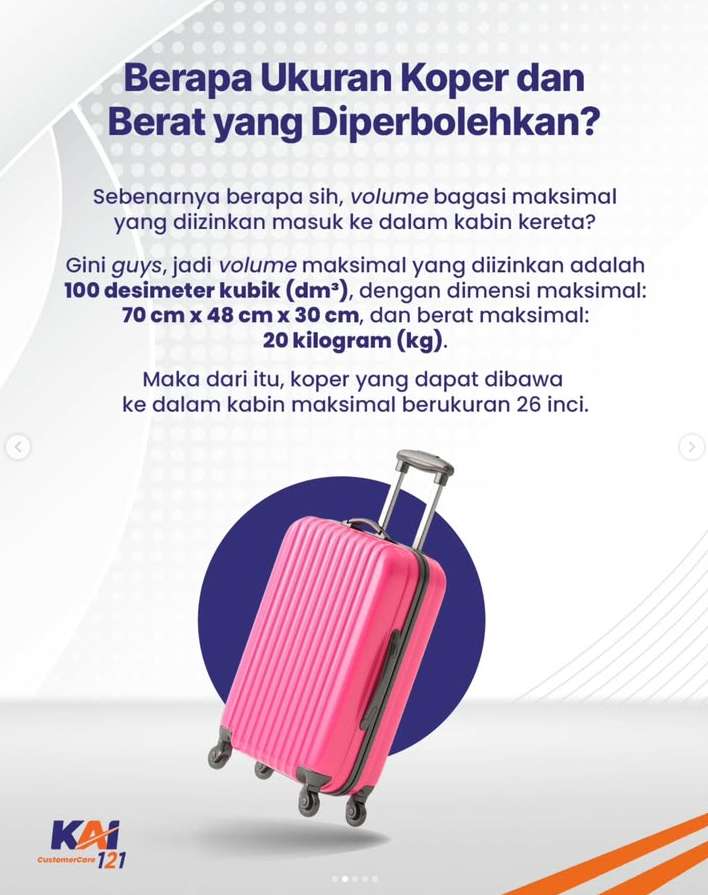 Ketentuan Ukuran dan Berat Bagasi Kereta