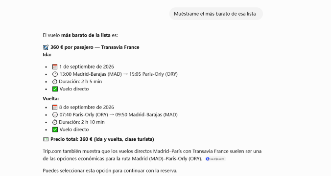 Cómo usar la app de Trip.com en GPT test4