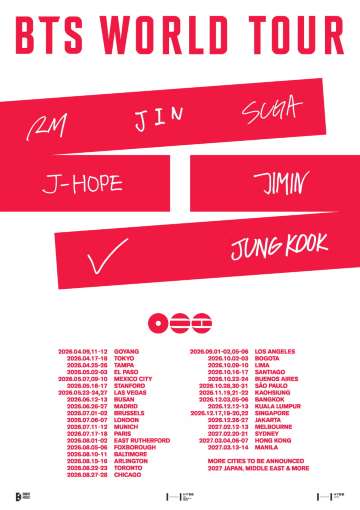 2026-2027 BTS 防彈少年團巡迴演唱會最新時間表