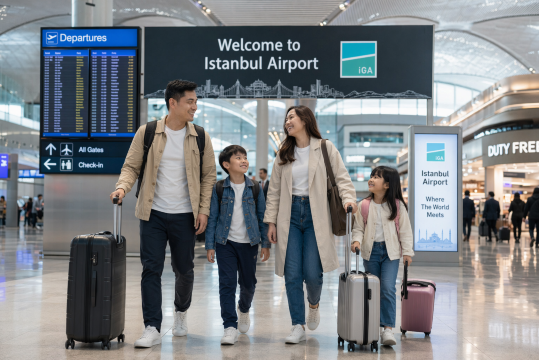 families passengers at istanbul airport