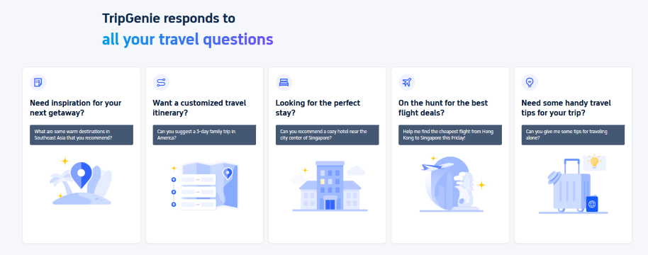 TripGenie responds to all your travel questions