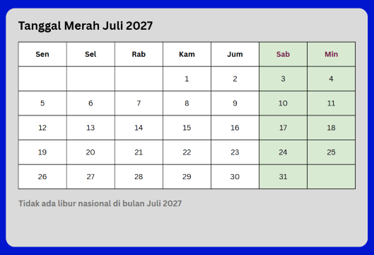 hari libur nasional 2027 juli