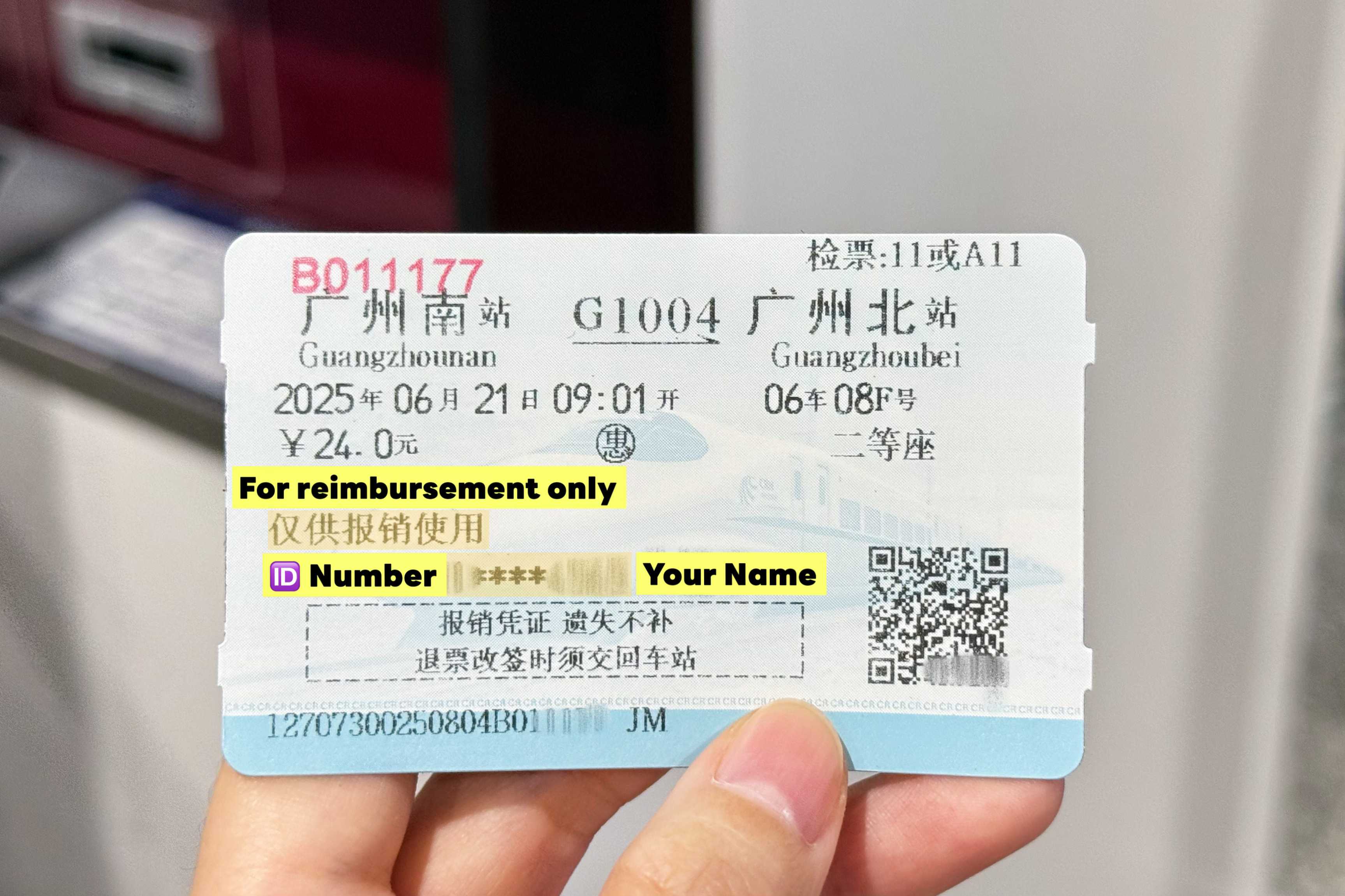 TVM Ticket Collection: Reimbursement Receipt