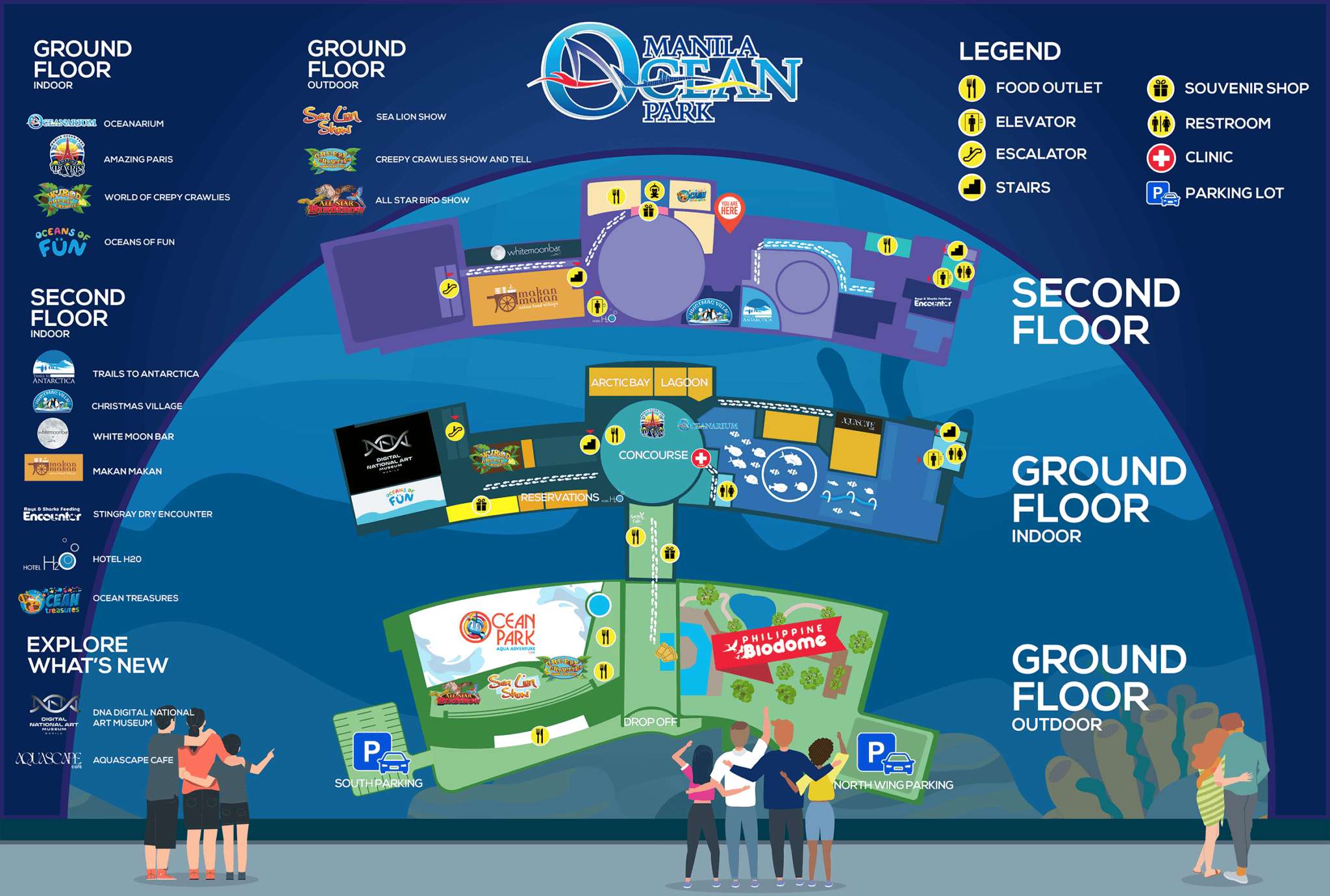 Manila Ocean Park Map and Main Zones