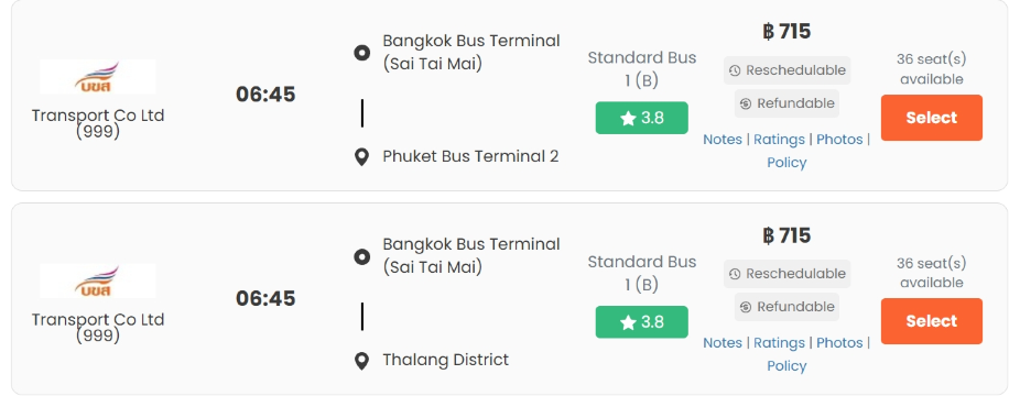 Автобус Бангкок — Пхукет: Расписание и VIP классы