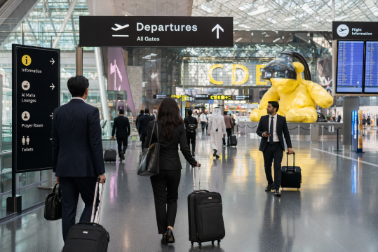 business passengers at the doha airport