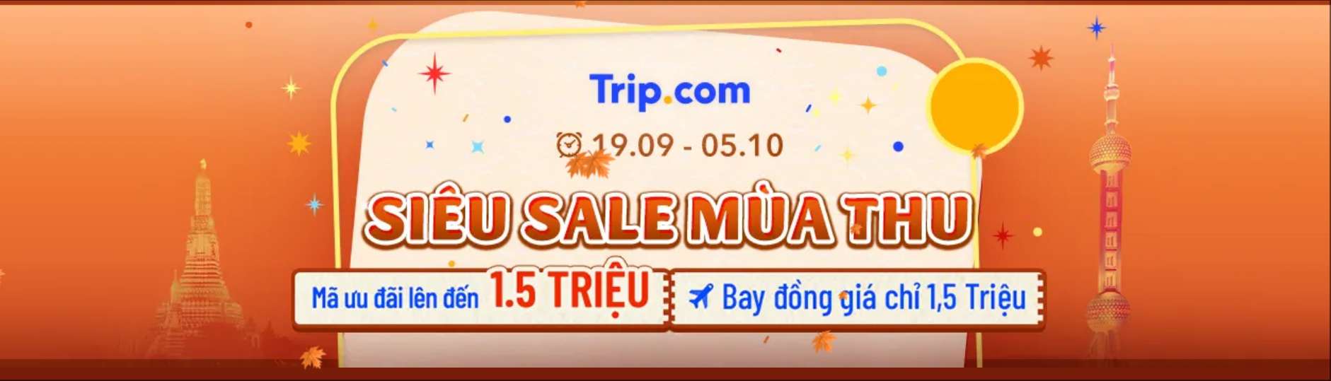 Trip.com Mã ưu đãi: Vi vu Mùa Thu
