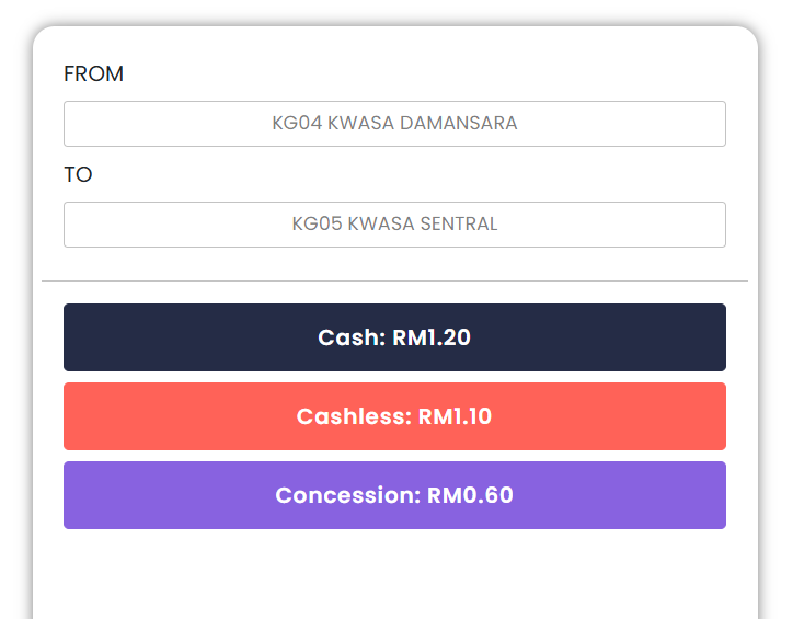 쿠알라룸푸르 지하철 요금